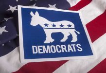 Shocking False Claim on House Floor Democrats logo on American flag background