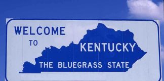 Appalachia Cancer Belt Explodes–Nobody Warned! Welcome sign for Kentucky, the Bluegrass State, with a blue background
