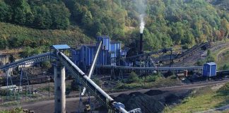 Coal Revival Plan Tests U.S. Energy Security Industrial coal processing plant with conveyor belts and smokestack.