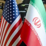 Flags of the United States and Iran displayed together