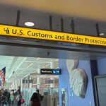 Sign for U.S. Customs and Border Protection at an airport