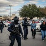 New Lawsuit Challenges ICE’s Arrest Tactics and Federal Authority ICE agents conducting an arrest in a parking lot