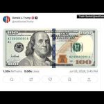 Trump posts photo of $100 bill with signature