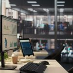 Missing State Reports Leave America’s Abortion Computer monitor with analytics dashboard in a modern open office