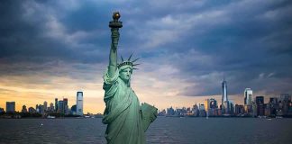 NYC-DSA Builds Anti-ICE Training Network Statue of Liberty with city skyline at dusk