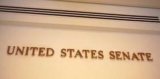 Leaked Tape Fuels Republican Tensions Sign displaying United States Senate in a government building