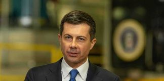 Senate Race Heats Up Over Illness Pete Buttigieg speaking at a podium with microphones