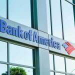 Bank of America branch exterior with logo on glass building